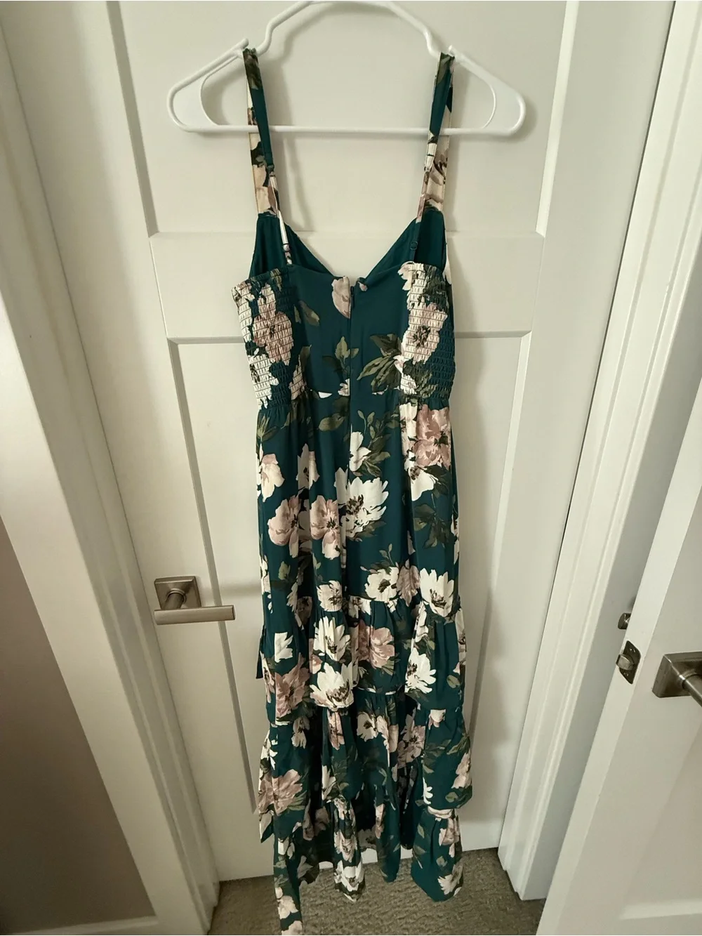 Abercrombie & Fitch Teal Floral Maxi Dress with Blush and Cream Flowers